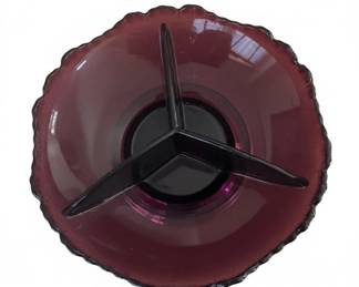 Vintage Farber Brothers Krome Kraft Amethyst Glass Candy Dish