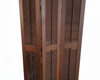 Vintage Wooden Louvered Folding Screen Room Divider