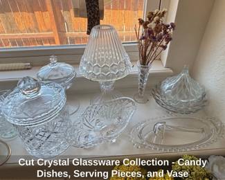 Cut Crystal Glassware Collection  Candy Dishes, Serving Pieces, and Vase