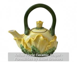 Yellow Floral Ceramic Teapot  Formalities by Baum Brothers