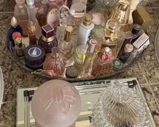 Assorted Vintage Perfume Bottles and Crystal Trinkets