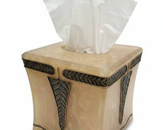 Art Deco Alabaster and Bronze Tissue Box Cover