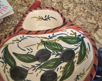 HandPainted Ceramic Olive Dish by Polido  Filho