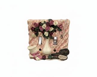 Decorative Wall Sconce with Faux Roses and Floral Light Switch Plate Cover second image