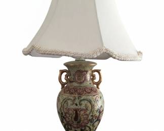 Vintage Rose Medallion Porcelain Vase Lamp