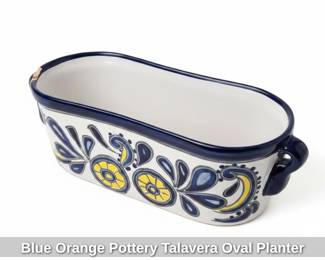 Blue Orange Pottery Talavera Oval Planter
