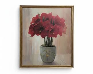 Framed Red Amaryllis Floral Print