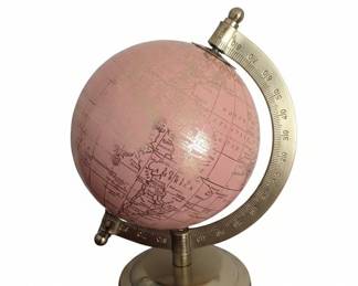 Pink and Gold Decorative Globe with Brass Stand