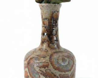Stoneware Vase with Incised Markings