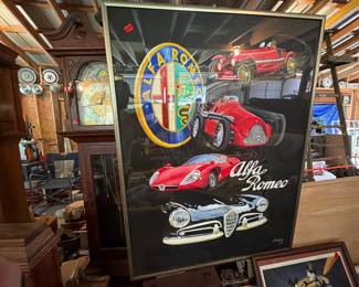 FRAMED ALFA ROMEO CAR POSTER