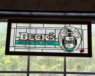 BECKS GLASS SIGN 22”X10”