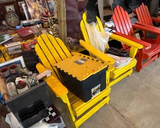 YELLOW WOODEN ADIRONDACK CHAIRS