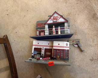 TWO SMALL GAS STATION DISPLAY MODELS