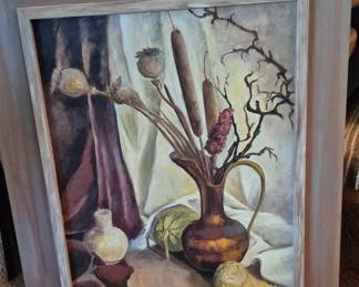 Vintage still life oil painting