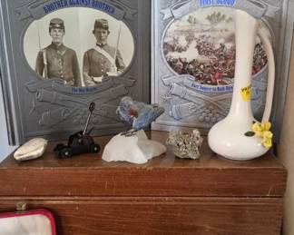 Civil War books. Silverplate and stainless flatware sets