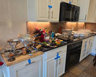 Silver serving dishes, and every kitchen utensil you could need!