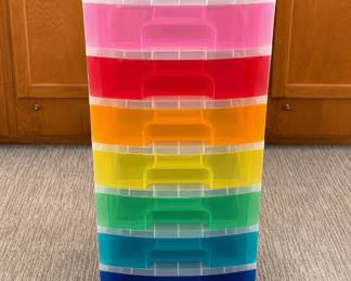 Rainbow rolling storage cart, colorful drawer organizer, craft and art storage, classroom storage cart, rolling organizer, kids storage, office and household organization