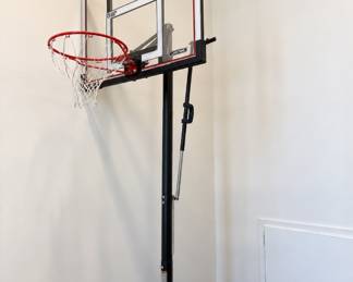 Lifetime adjustable basketball hoop system available. Oversized sports and recreational item in good condition. Buyer responsible for disassembly, removal, and transportation. Additional sports equipment, household furnishings, decor, and family items available throughout the sale.
