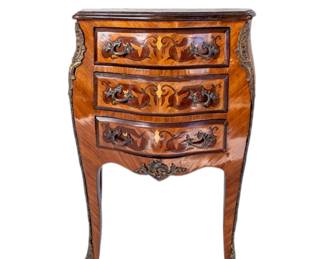 Original 19th Century Louis XVI French Rosewood Amaranth, and Marquetry Petite Bombe Bombay Commode