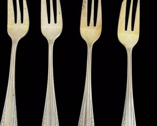 Antique Silver Plated Christofle Flatware Seafood Dessert Forks Fork Set of 4