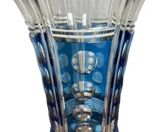 Crystal Vase by Val Saint Lambert, 1960s, Cobalt Blue Cut Crystal Vase