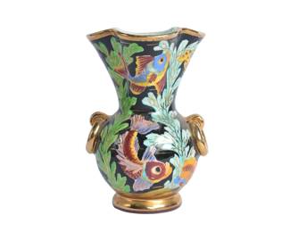 Mid Century Monaco Cerart Ceramic Floral with Fish Decoration Vase