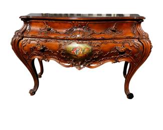 18th Century Antique Italian Rococo Baroque Walnut 3-Drawer Bombe Commode Dresser