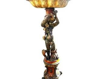 19th Century Hand Carved Italian Baroque Cherub Putti and Grapevine Shell Fountain Figural