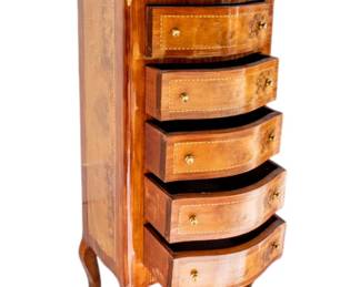 Original 19th Century Antique French Louis XV Handcarved Walnut 6 Drawer Lingerie Marquetry Gilt