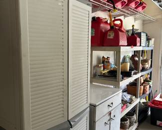 Tool cabinets, large assortment of gas containers 