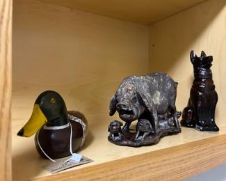 Hand painted duck with Vintage marble Pig’s
