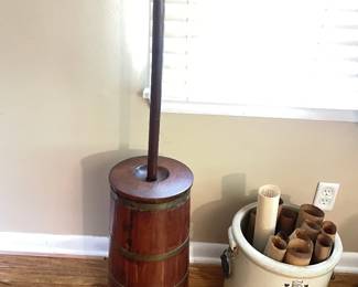 French style wooden butter churn