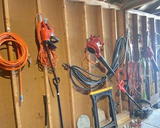 Drop cords, hedge trimmer, blower, edger, etc