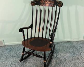 Vintage L. Hitchcock Floral Rocking Chair