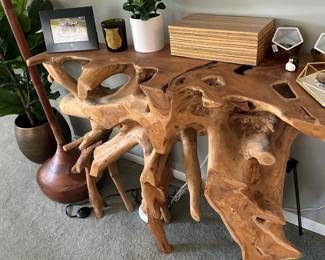 Custom Made Teak Root Side Table 49.25"x16"x31.25" = $1600