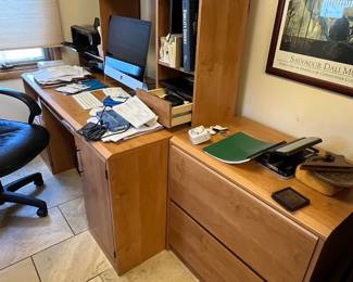 computer desk and file cabinet