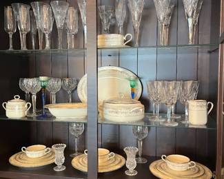 Waterford crystal Millenium Collection flute & Lismore stemware, Noritake china