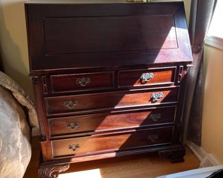 antique drop front secretary desk - 38wx43hx20d