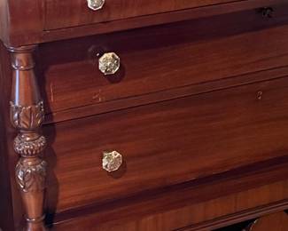 restored antique flame mahogany dresser with mirror #250wx72hx25d
