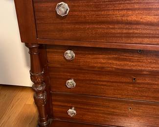 restored antique flame mahogany dresser with mirror #1 - 40wx75hx22d