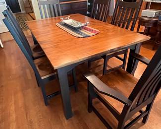 The Amish Store custom made cherry table & 6 chairs 66Lx42W also has one 24" leaf