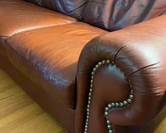 85"L leather sofa with nailhead trim - we have 2 matching available