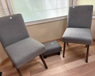 Upholstered Matching Parsons Chairs and Stool