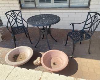 Patio Bistro Table And Planter Pots