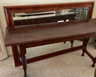 Entryway Table And Large Wall Hanging Mirror