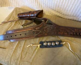 Leather Holster And Leather Sleigh Bell Strap