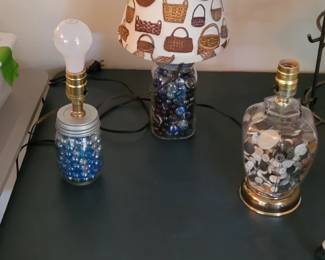 Marble and button filled lamps