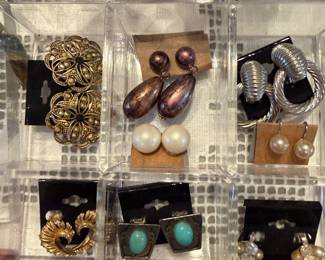 Vintage costume jewelry clip on earrings