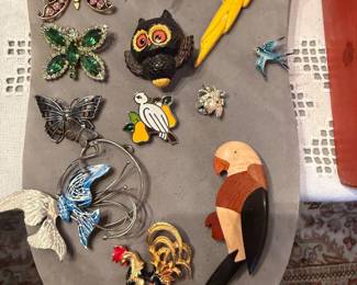 Bird, butterfly and more brooches