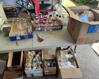 Peggy was a scientist and there are lots and lots and lots of cool vintage glass science equipment for sale. Tons of cool glass bottles with lids, beakers, tubes, etc.